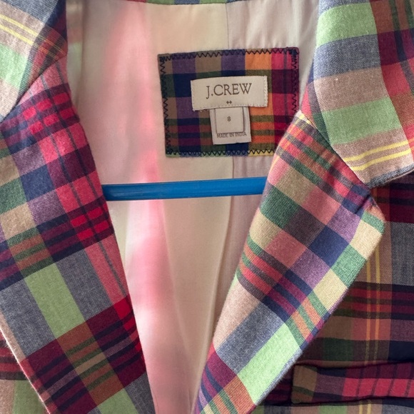 J. Crew Women's Madras Plaid Blazer 8 - Picture 2 of 5
